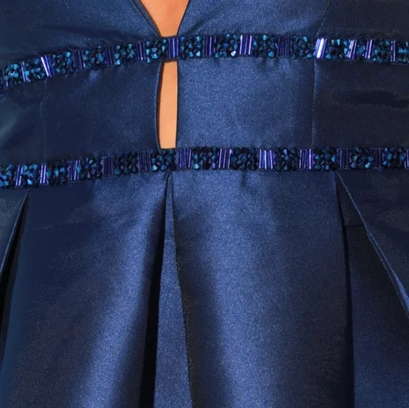 LuLus Navy Blue Beaded High-Low Maxi Dress NWT Size M